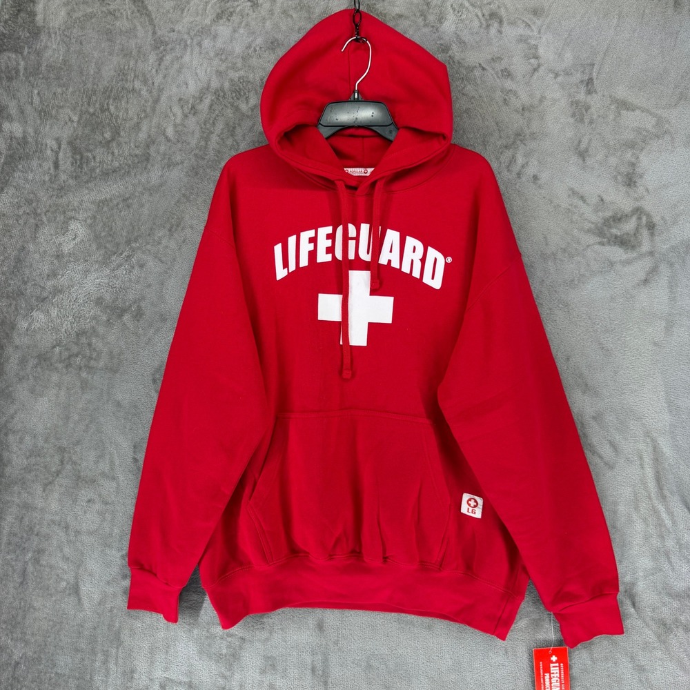 Lifeguard Hoodie Mens XL Red Graphic Pullover Popularity Products NEW